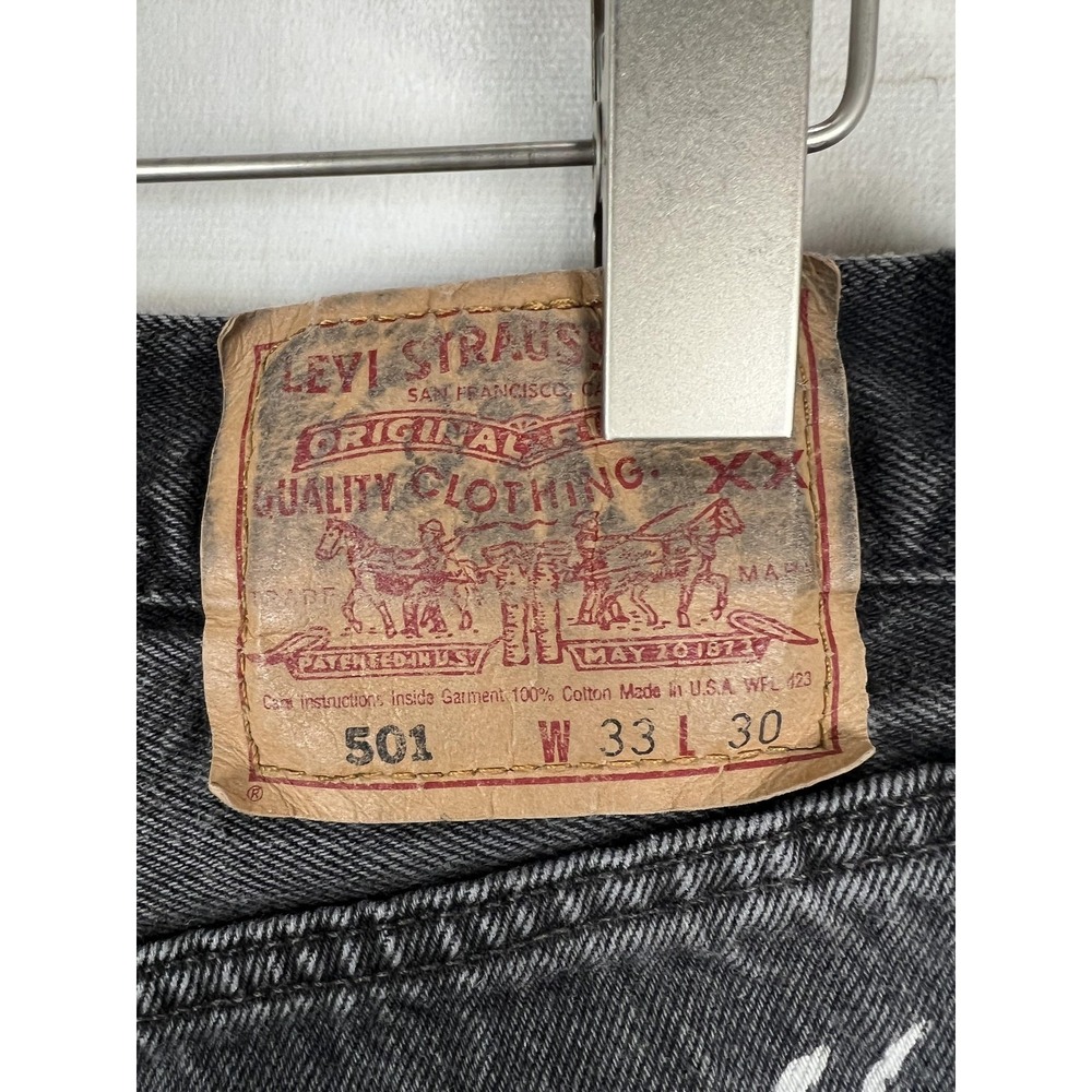 VTG Levis 501 Jeans Adult 33x30 XX Black Graphics Made USA Celestial Rips 90s - Picture 10 of 11